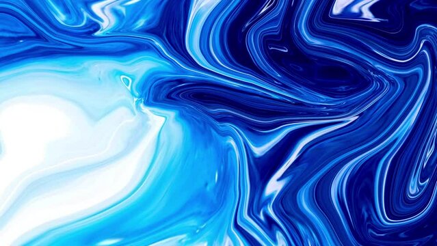 3840x2160 25 Fps. Swirls of marble. Liquid marble texture. Marble ink blue color. Fluid art. Very Nice Abstract Design Blue Swirl Texture Background Marbling Video. 3D Abstract, 4K.
