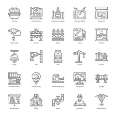 Architecture icon pack for your website design, logo, app, and user interface. Architecture icon outline design. Vector graphics illustration and editable stroke.