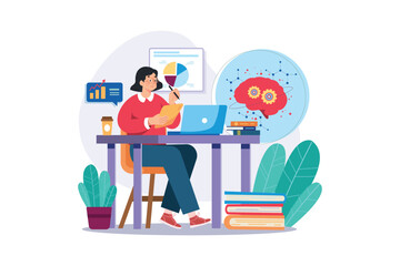 Deep Learning Illustration concept on white background