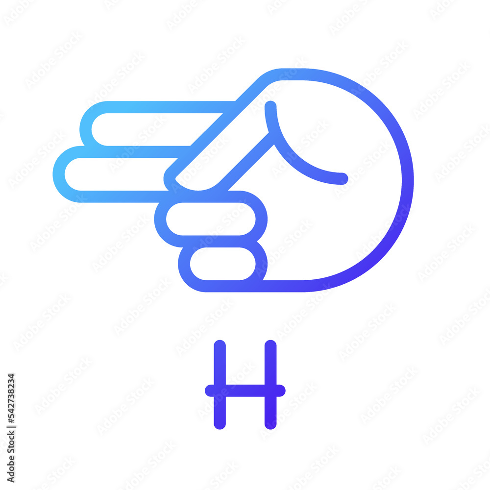 Aufkleber signing letter h in asl pixel perfect gradient linear vector icon. communication system for people w