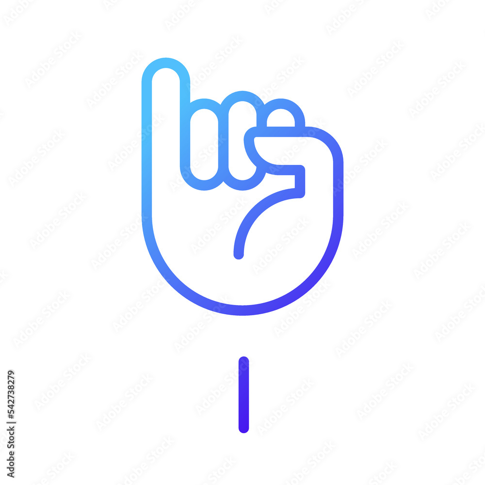 Poster letter i in american sign language pixel perfect gradient linear vector icon. system of nonverbal co
