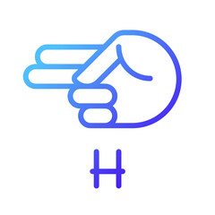 Signing letter H in ASL pixel perfect gradient linear vector icon. Communication system for people with deafness. Thin line color symbol. Modern style pictogram. Vector isolated outline drawing