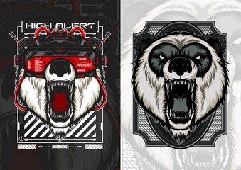 Angry Panda Head Mascot Logo Vector Illustration © Aneffing