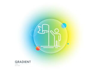 Leadership line icon. Gradient blur button with glassmorphism. Success flag sign. Winner symbol. Transparent glass design. Leadership line icon. Vector