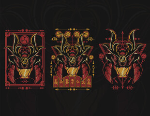 Samurai Head Mascot Vector Illustration