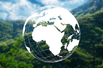 World's globe on green nature background