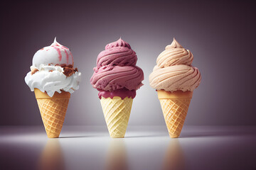 Scoop of ice cream in a cone. 