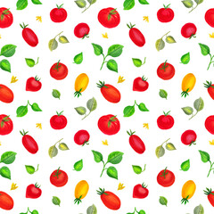 Watercolor seamless pattern with vegetables. Transparent layer.