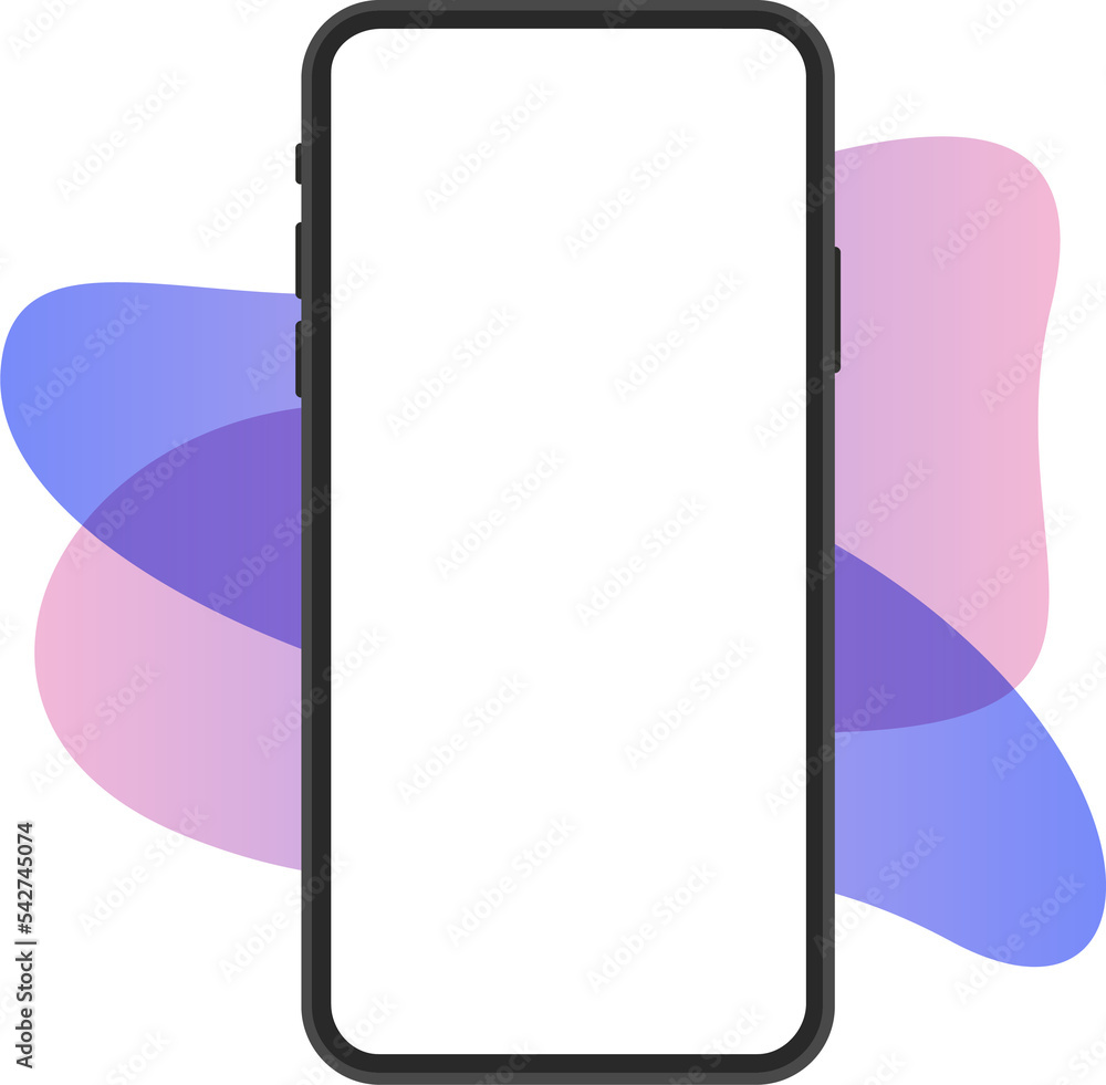 Poster black smart phone with button isolated on transparent background