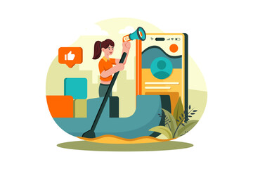 Social Media Marketing Illustration concept on white background