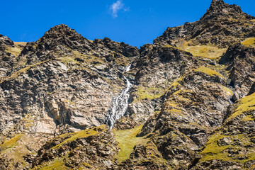 Mountain glacier waterfall in Pin bhabha pass, Himachal Pradesh, India