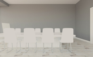 Open space office interior with like conference room. Mockup. 3D rendering.