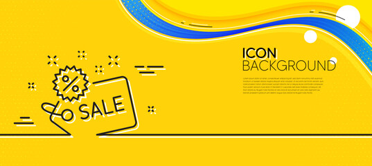 Naklejka na ściany i meble Sale tag line icon. Abstract yellow background. Shopping discount sign. Clearance symbol. Minimal sale line icon. Wave banner concept. Vector