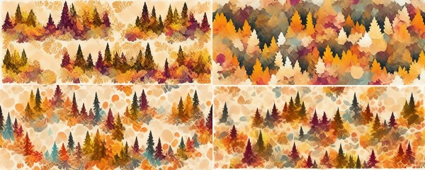 abstract seamless pattern with autumn forest. Vector background for different surfaces. Trendy hand drawn textures. 