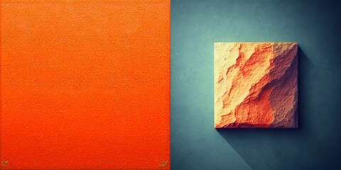 orange calsite stone on pastel background. Creative idea. 3D Rendering.