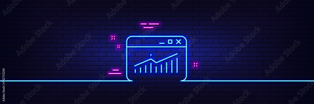 Aufkleber neon light glow effect. website traffic line icon. report chart or sales growth sign. analysis and s