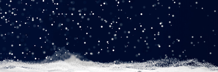 Abstract winter background with snow. 3D render illustration.