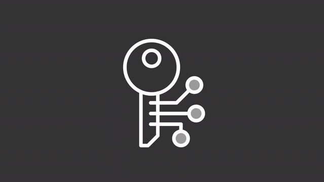 Animated ciphertext white line icon. Encoded information. Cybersecurity. Data encryption. Seamless loop HD video with alpha channel on transparent background. Motion graphic design for night mode