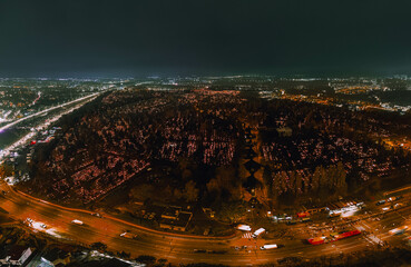 view of the gdansk cementary at night