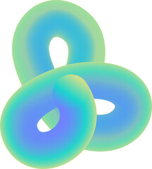Abstract 3d object isolated on white background. Trendy turquoise, green and blue gradient Pastel figure