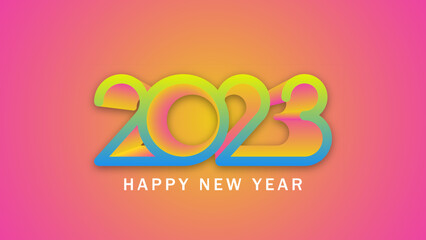 Happy 2023 new year greeting card. Vector 3d number. Abstract background