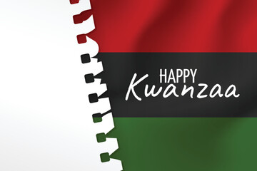 Kwanzaa banner. Traditional african american ethnic holiday design concept. Green, red, and black colors flag. Vector illustration.