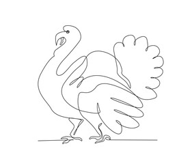 Continuous one line drawing of turkey. Abstract turkey simple line art vector design.