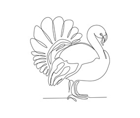 Continuous one line drawing of turkey. Abstract turkey simple line art vector design.