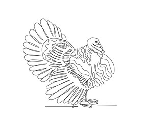 Continuous one line drawing of turkey. Abstract turkey simple line art vector design.