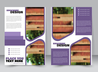 Abstract flyer design background. Brochure template. Annual report cover. Can be used for magazine, business mockup set, education, presentation. Vector illustration a4 size.  Purple color.