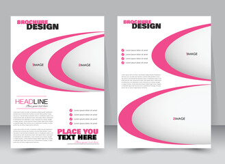 Abstract flyer design background. Brochure template. Annual report cover. Can be used for magazine, business mockup set, education, presentation. Vector illustration a4 size.  Pink color.