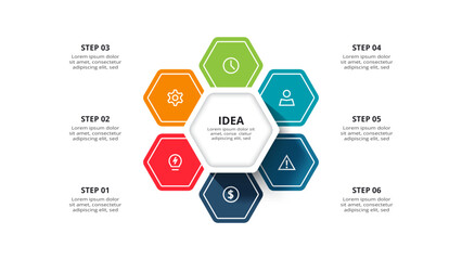 Creative concept for infographic with 6 steps, options, parts or processes.