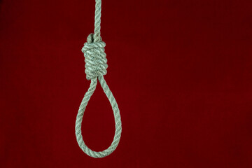 Hangmans Noose Isolated on a Red Background - obrazy, fototapety, plakaty