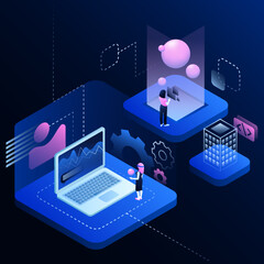 Explore Development Illustration. Research Metaverse. Vector illustration