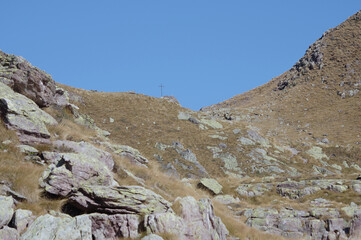 Passo di Mezzeno, mountain pass in the Bergamasque Alps ( Orobie ), Italy