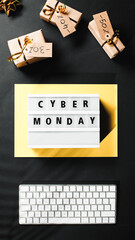 Cyber Monday vertical background with keyboard