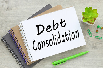 debt consolidation operation text notepad near cactus