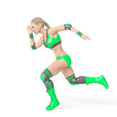 wrestling girl is running very fast