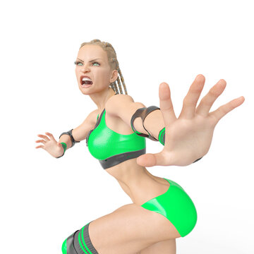 wrestling girl is doing an epic comic pose close up