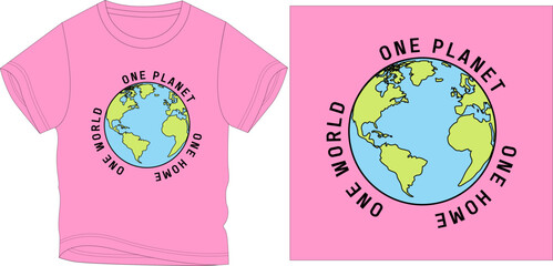 ONE WORLD ONE PLANET t-shirt graphic design vector illustration
