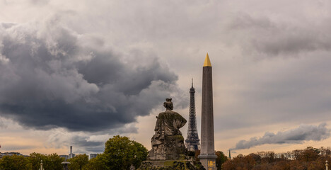 Place de la Concorde, Paris, with view of Eiffel Tower and Luxor Obelisk