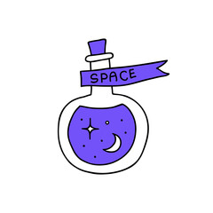 mystical glass bottle with a magical desire drink space. vector illustration