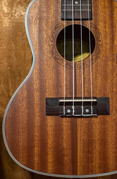 Abstract portrait of a ukulele on old wood background,vintage tone,ukulele close up