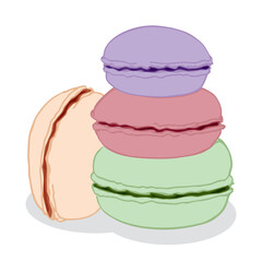 desserts set of sweet macaroons with different flavors of berries and fruits