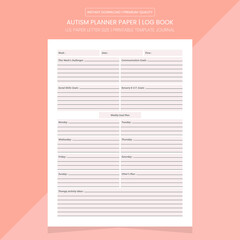 Autism Planner | Autism Journal Notebook Printable Template