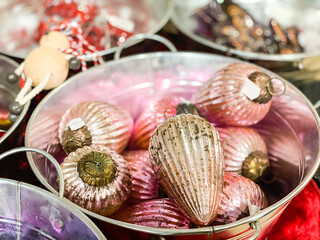 Pink christmas tree decorations.