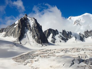 The Jagged Mountain Peaks of the Alps Near Mont Blanc and Chamonix, France