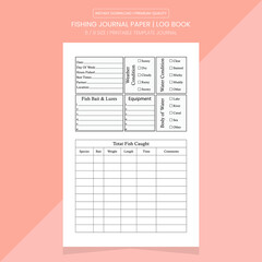 Fishing Log Book | Fishing Journal Diary Printable Template