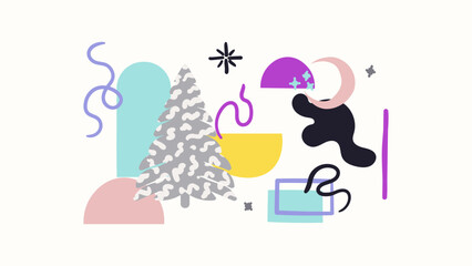 Ornate Matisse Inspired Christmas Background. Trendy Winter Holidays art templates.	
