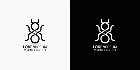 Line Minimalist Red Ant Logo Design, Vector Graphic Symbol Icon Illustration Creative Idea